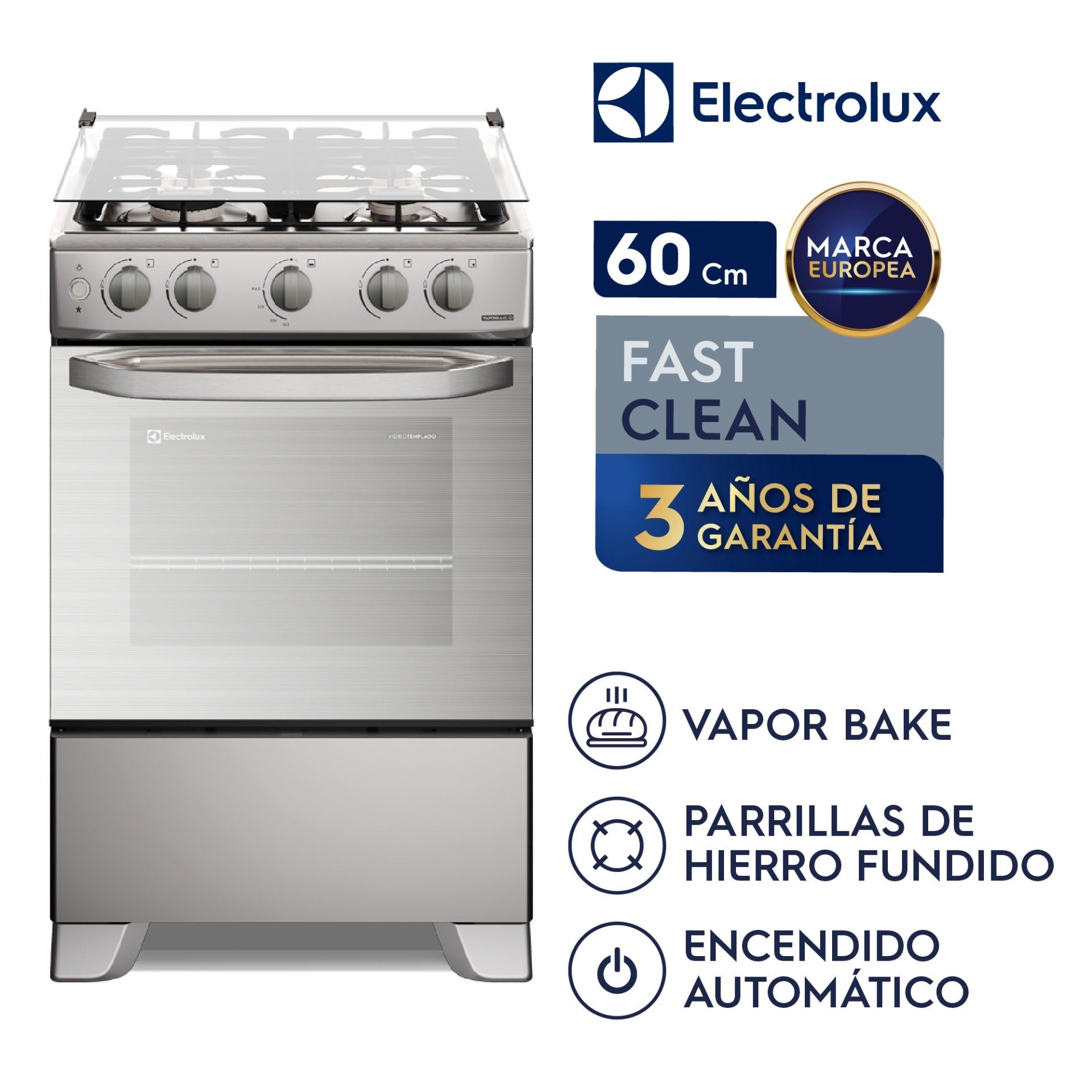 Cocina de pie Electrolux 60CM 4 Hornillas VaporBake