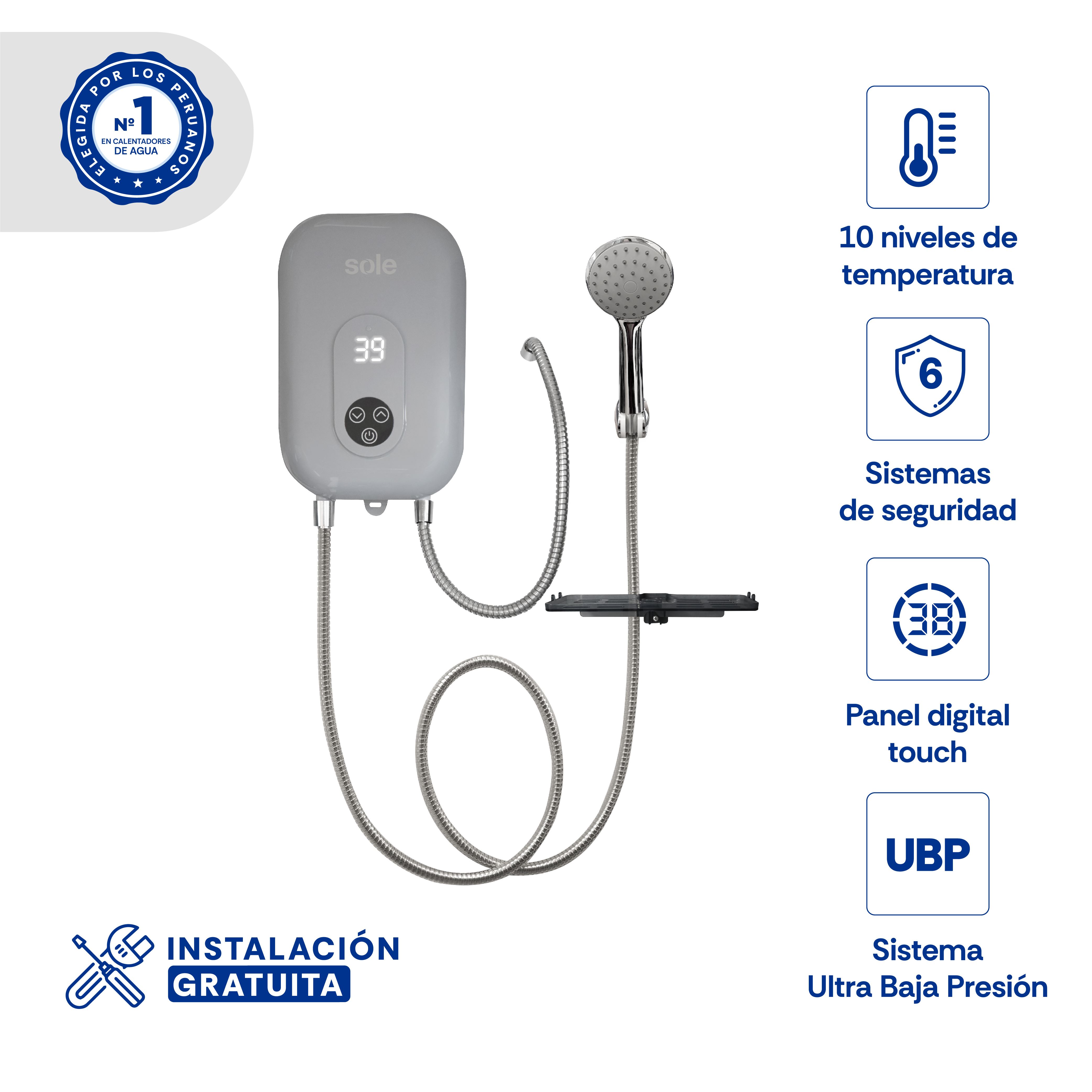 Rapiducha Sole Turbo Max Ultra 5500w C/a Gris Oscuro 5.5 Kw