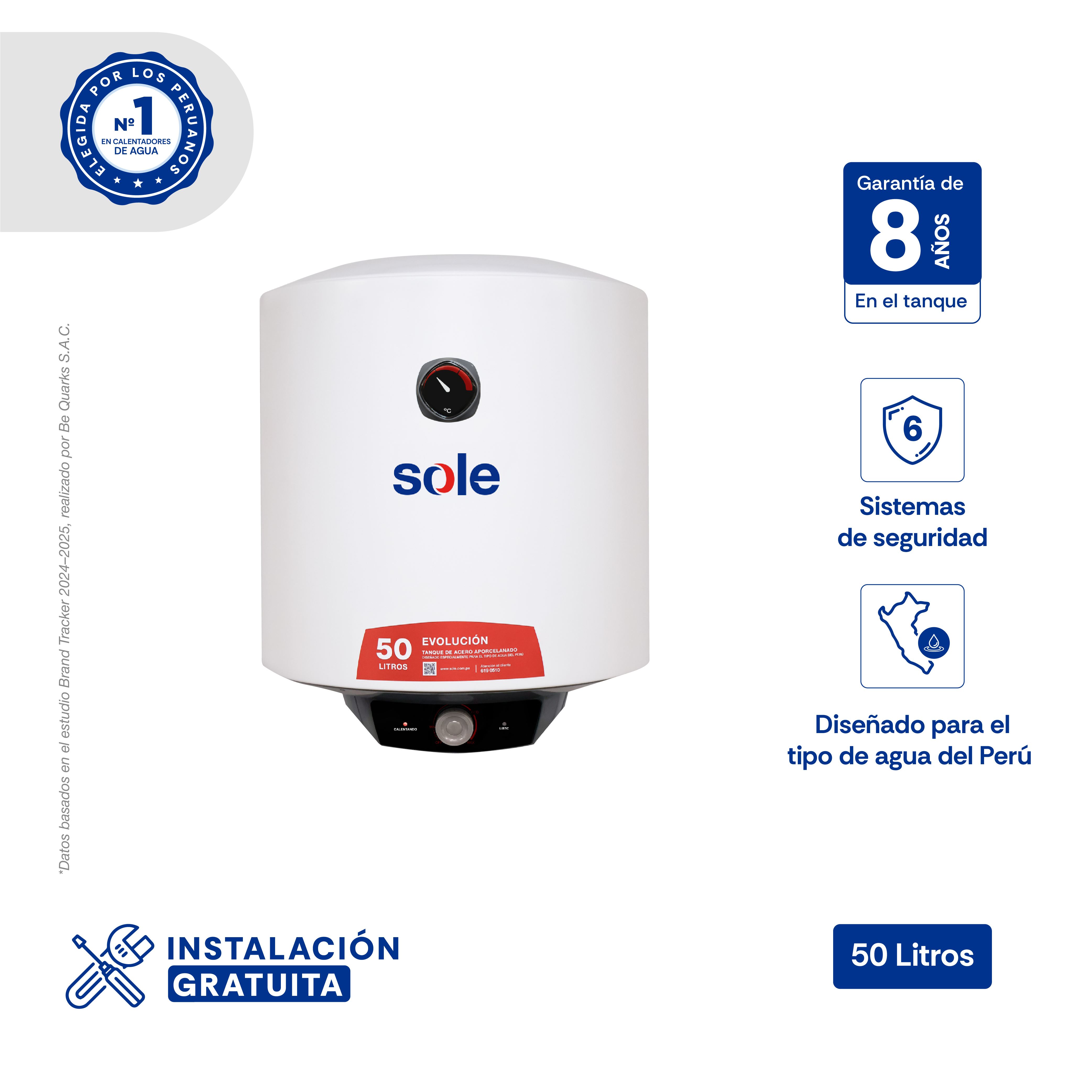 Terma Eléctrica Sole Evolución  50L P/Pared