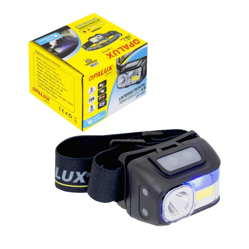Linterna Frontal Con Sensor 200Lm 3w OP-3663