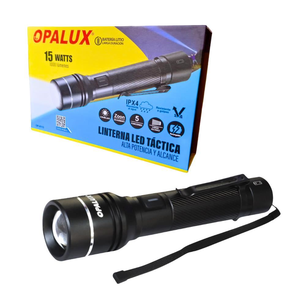 Linterna Tactica De Mano 15W 1000lm IPX4 5 Funciones Opalux OP-8112