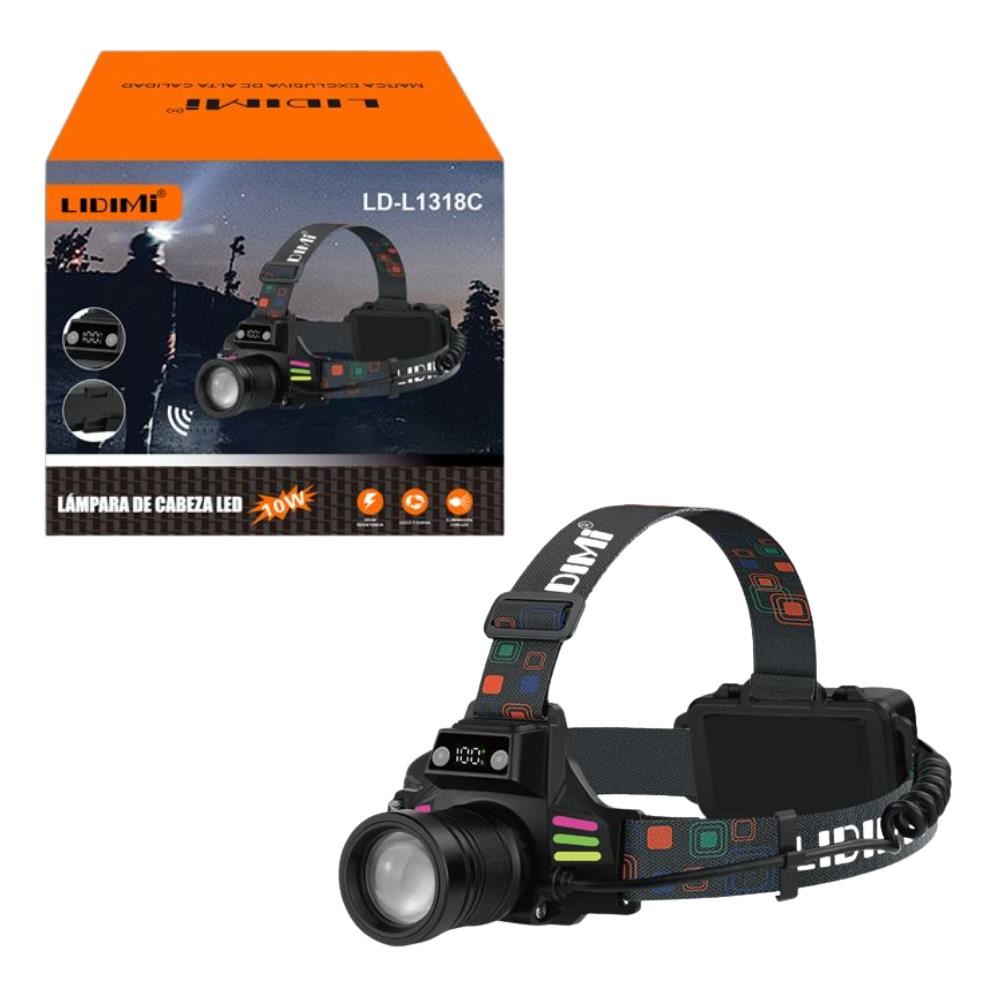 Linterna Frontal Recargable con Sensor 10W 1200lm L1318C LIDIMI