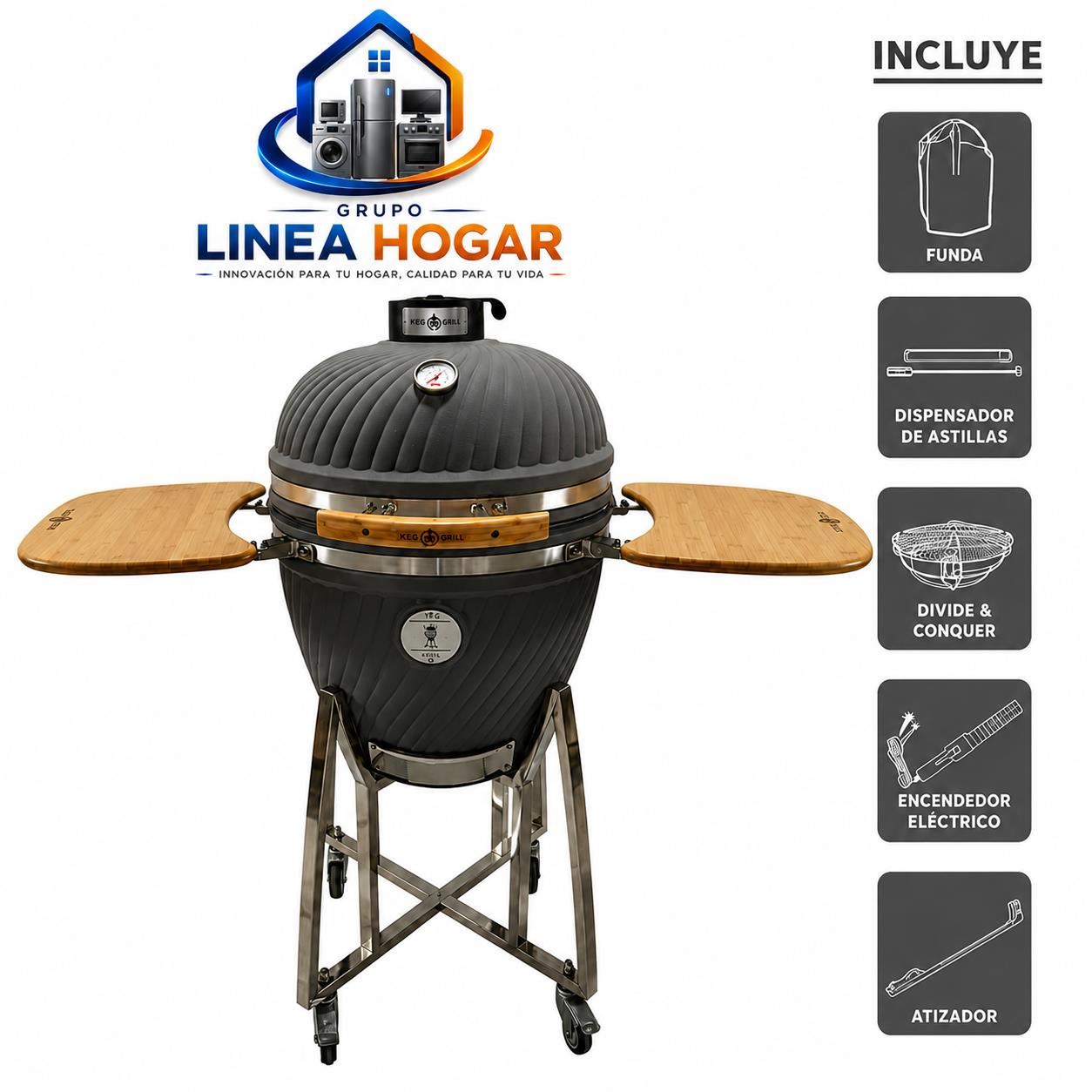 Parrilla Kamado BLACK FLAME 22" KS-22-SP-B – Gris