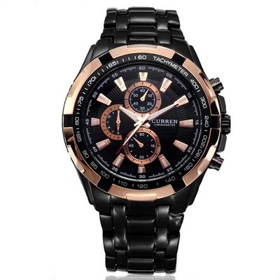 Reloj Hombre Curren Acero Negro con detalles Oro Rosa CUR-21