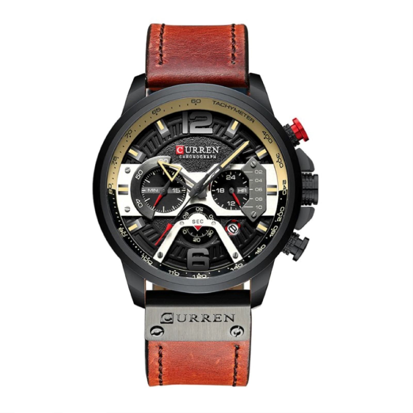 Reloj Curren Hombre Cuero Rojo CUR-69