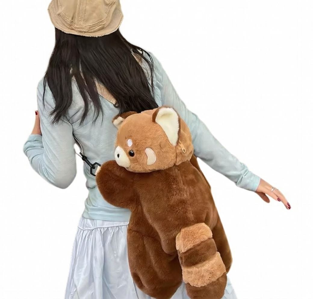 Mochila de Peluche Infantil Diseño Mapache - Suave y Ajustable
