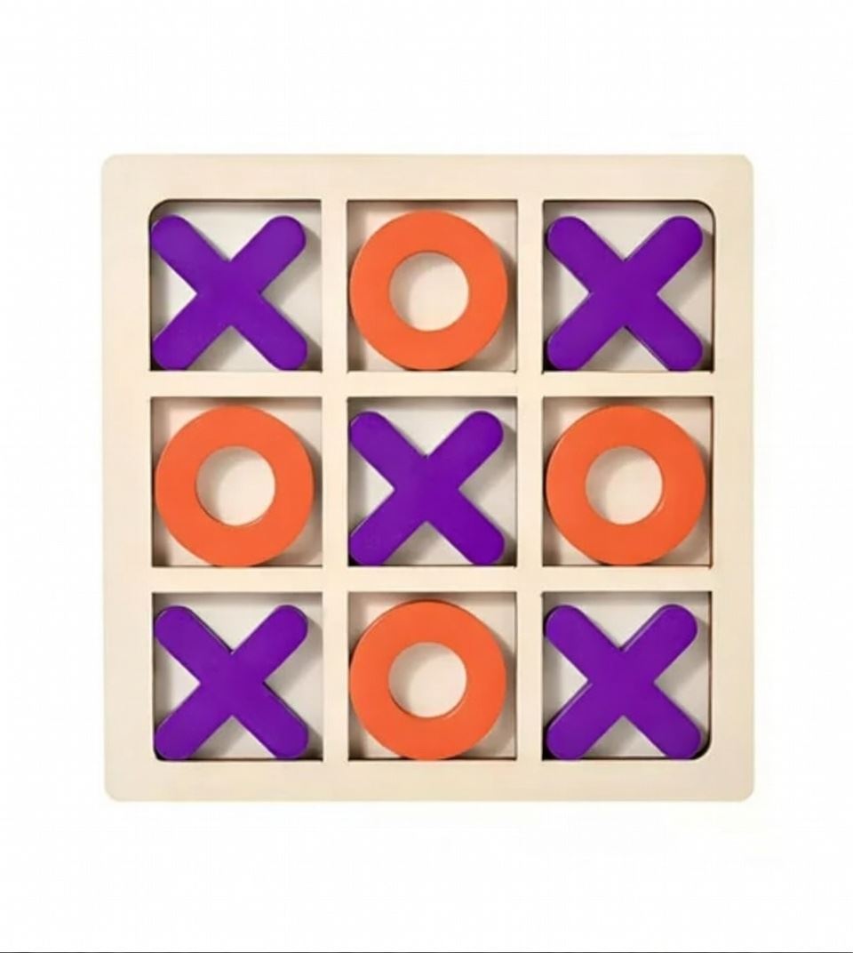 Juego Didáctico Michi de Madera - Tres en Raya para Niños y Familia