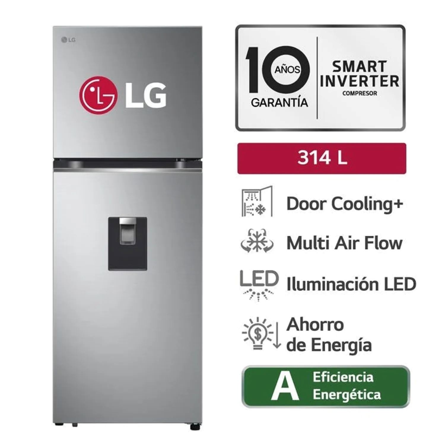 Refrigeradora LG 314Lt No Frost GT31WPP Dispensador Plateada