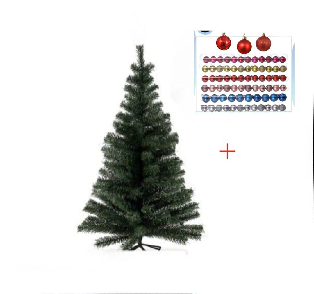 ARBOL DE 1.8MTS +´ESFERAS NAVIDEÑAS 12 PIEZAS (COLOR AL AZAR)