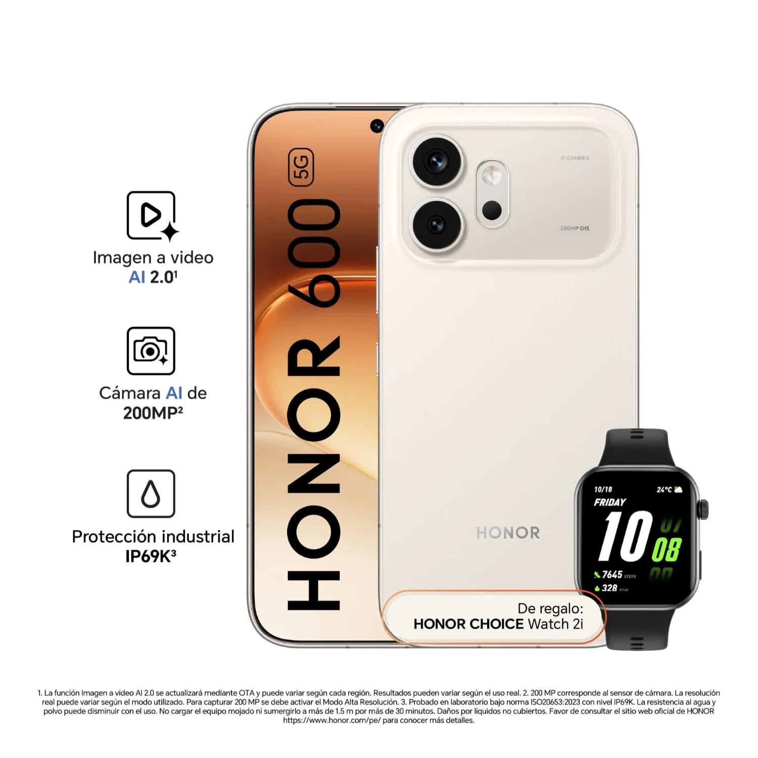 HONOR 600 5G 8GB 256GB PACK SMARWATCH REGISTRADO GOLDEN WHITE
