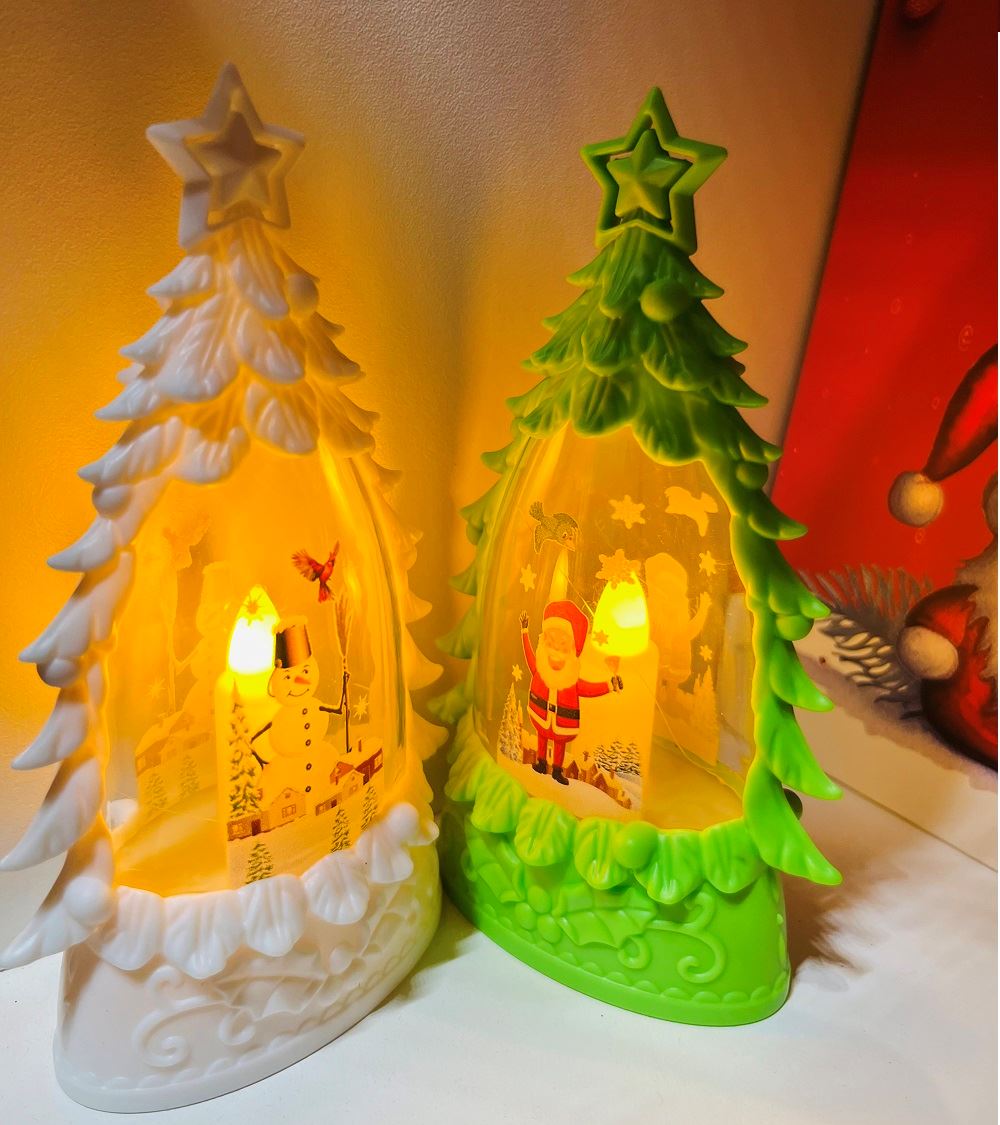Set de 3 Farolitos navideños arbolitos con estrella Colgantes con luces
