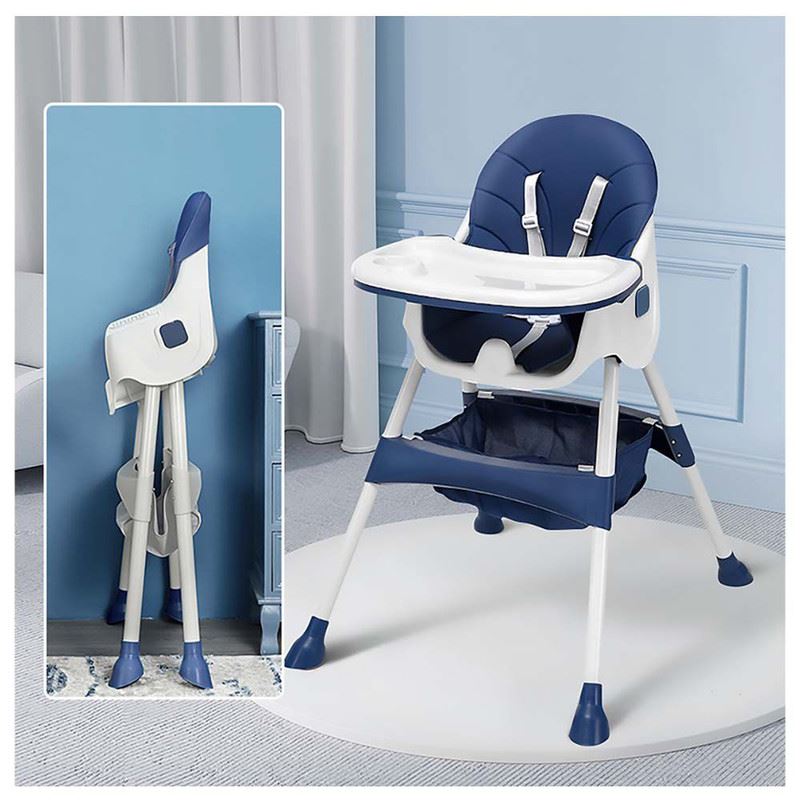 SILLA DE COMER BABYKISS PLEGABLE AZUL RUEDAS - Azul