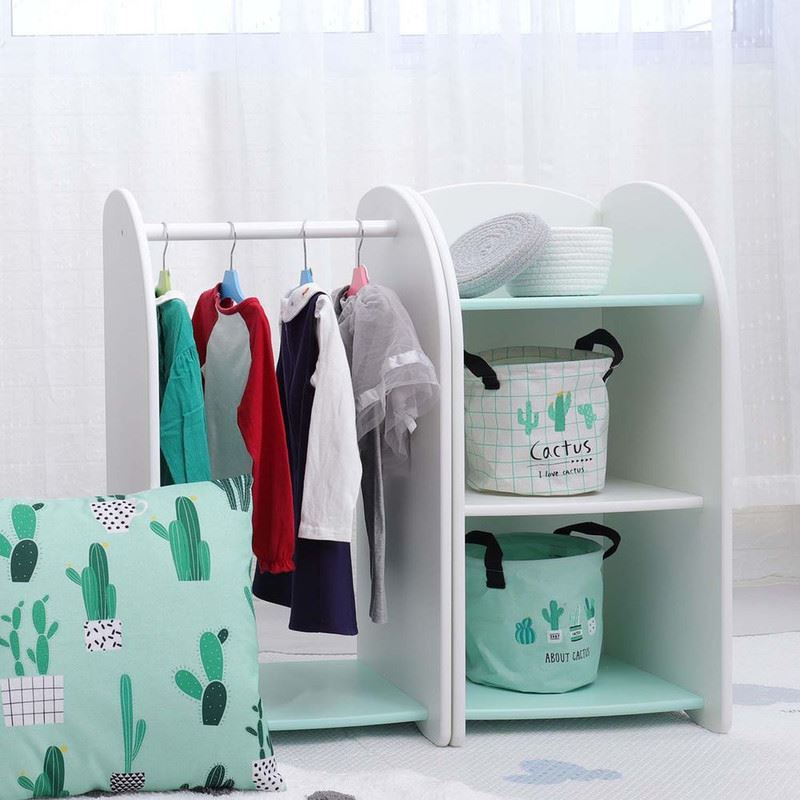 COLGADOR MAS GABINETE DE 3 CAPAS INFANTIL MONTESSORI JADE - Blanco y jade