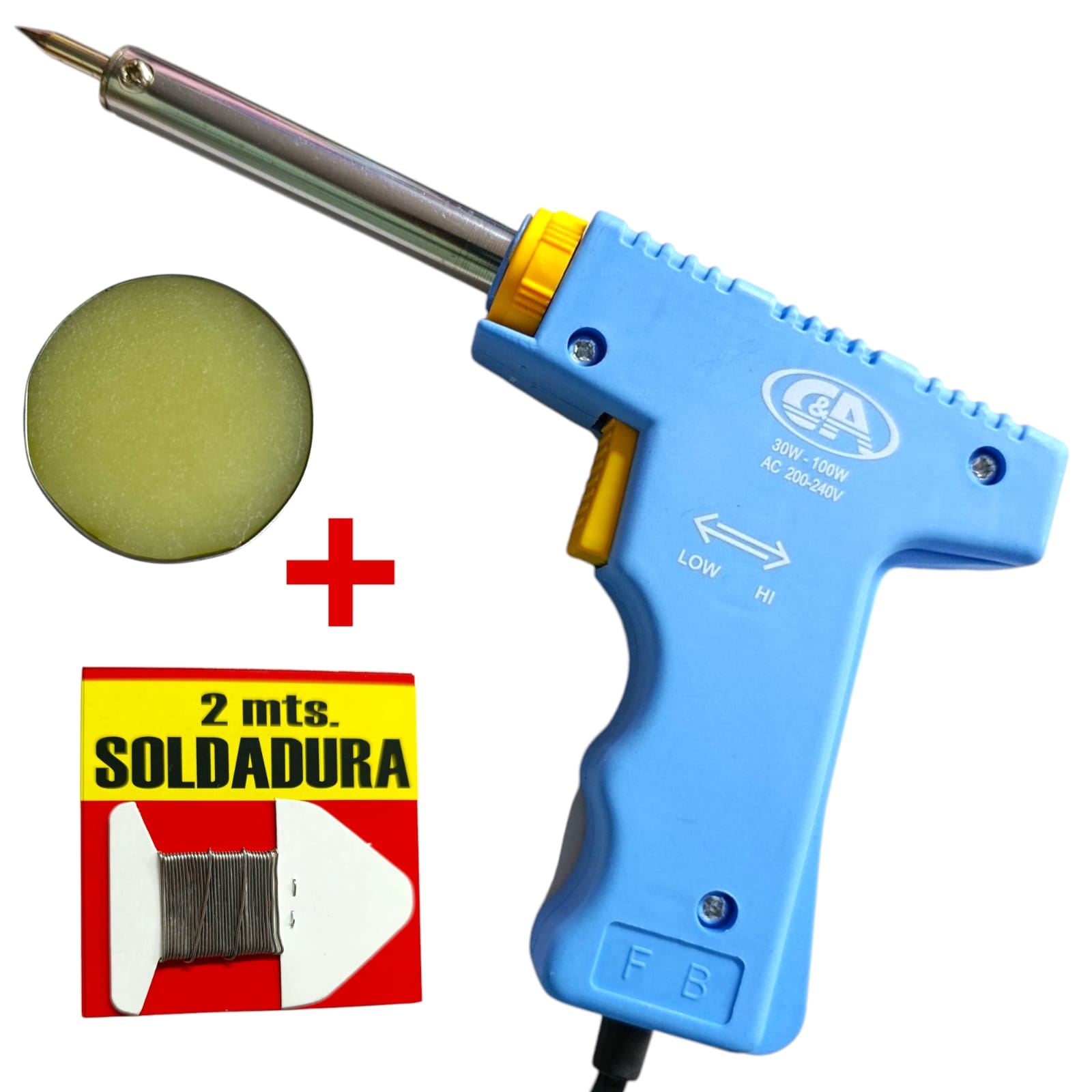 Kit de Soldadura Pistola + Pasta de Soldar + Estaño 2metros