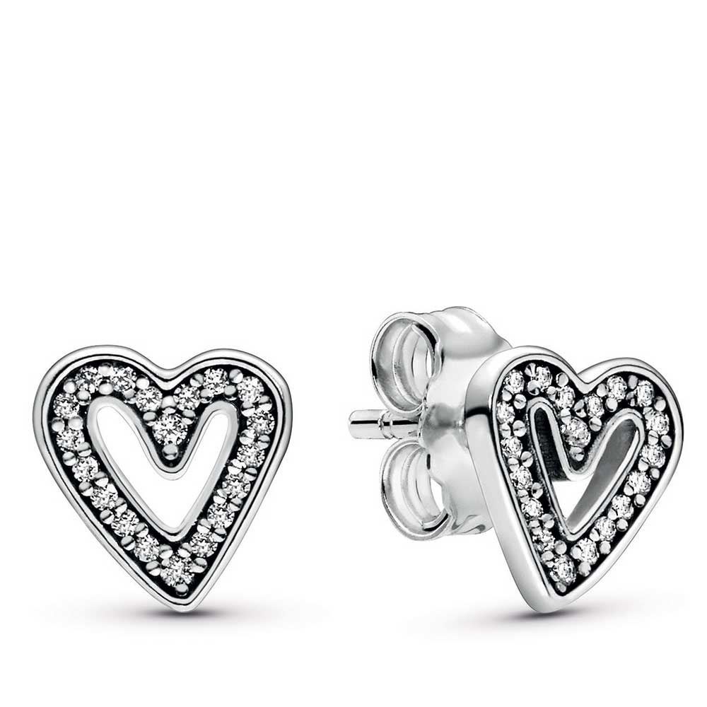 Aretes Pandora boceto de corazón brillante mujer