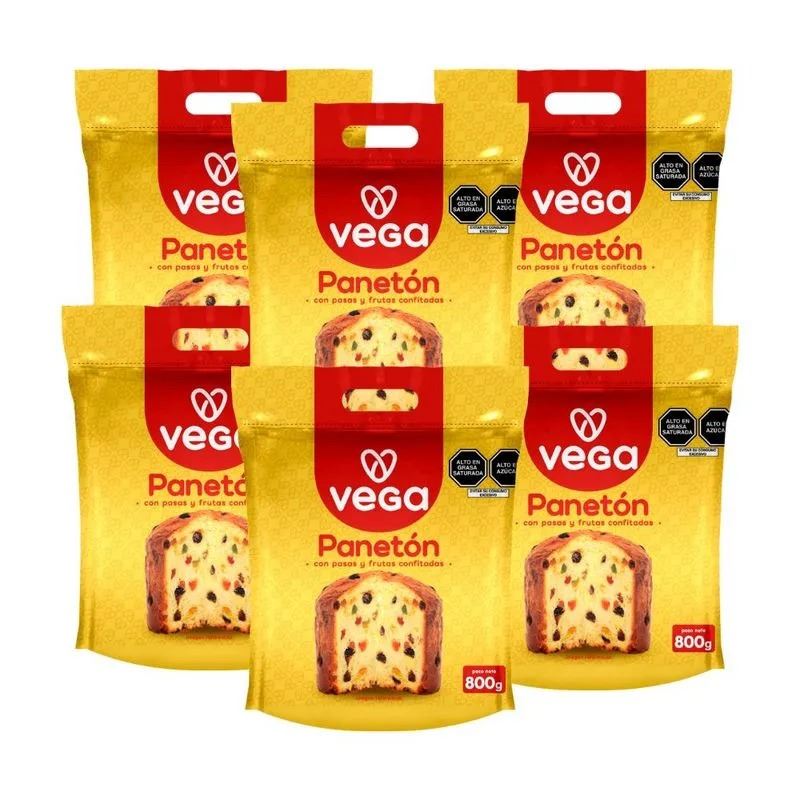 Panetón VEGA Bolsa Ziploc 800gr Caja 6u