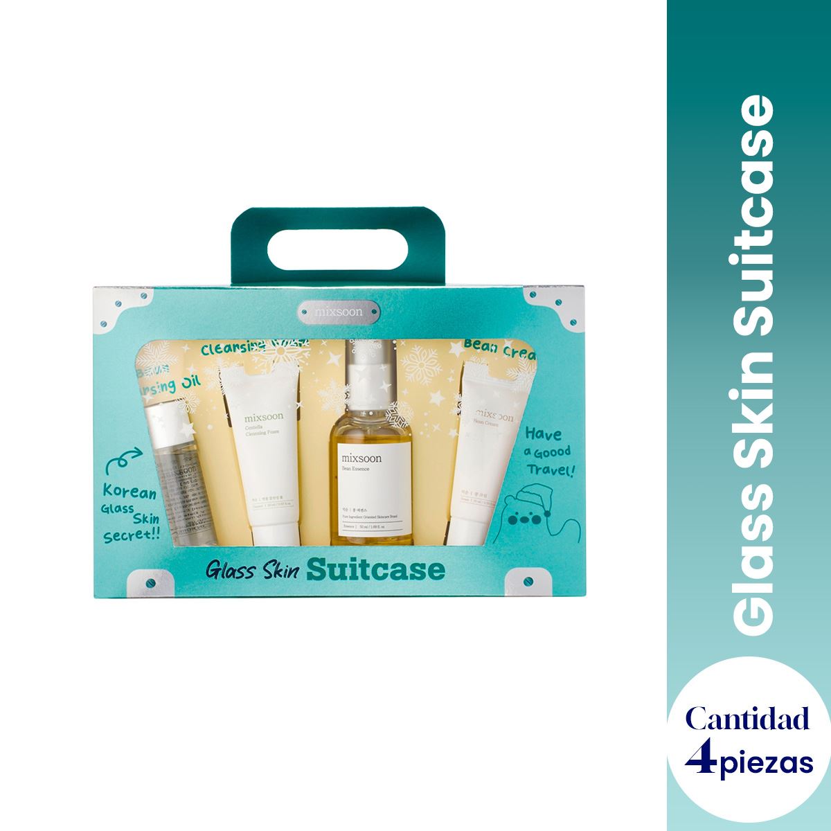 Glass Skin Suitcase - Mixsoon 4 Piezas + Regalo