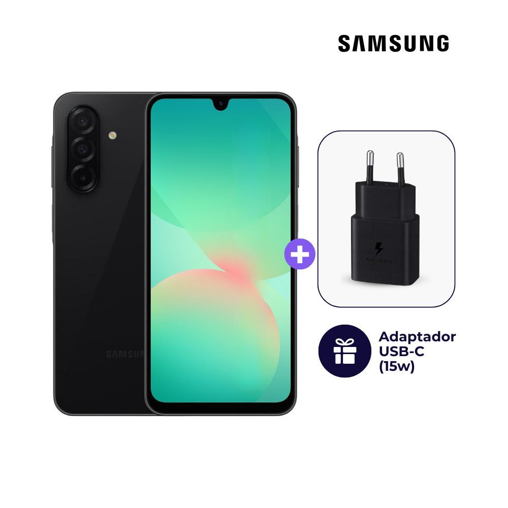 Celular Samsung Galaxy A26 5G 256GB 8GB Negro + Adaptador USB-C Samsung Original 15W
