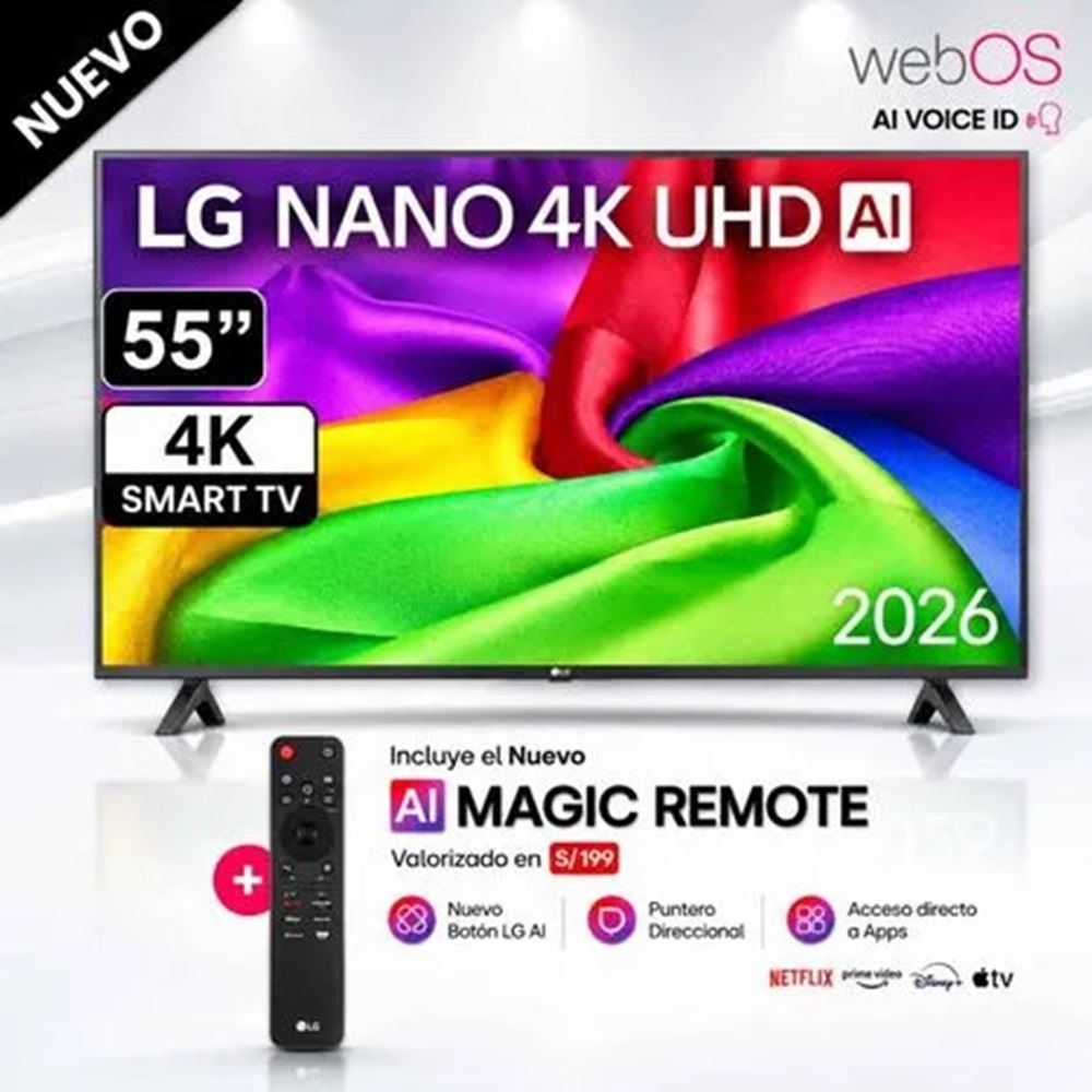 Televisor LG 55 Pulg NANO 4K UHD AI Smart TV 2026 55NU800BPSBQ