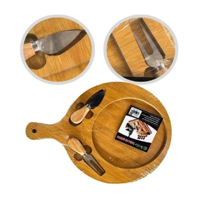 Tabla Madera Bambú Quesos Jamón Picoteo Cóctel