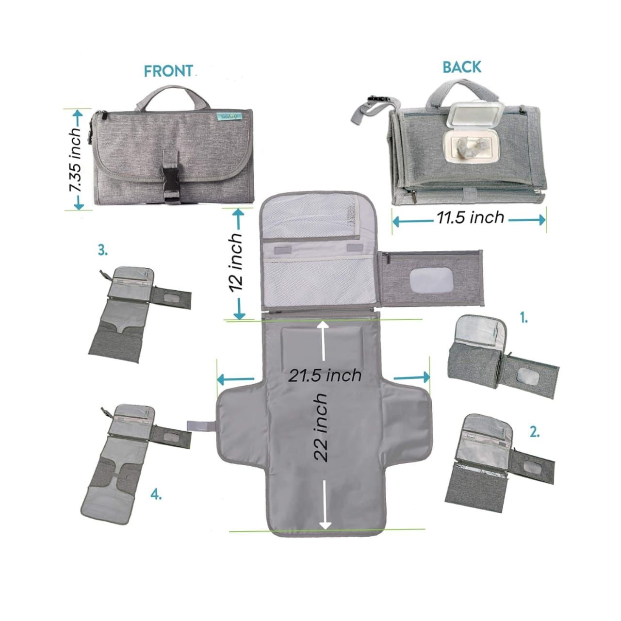 Cambiador 3 en 1 juguetero paños cartera viajero