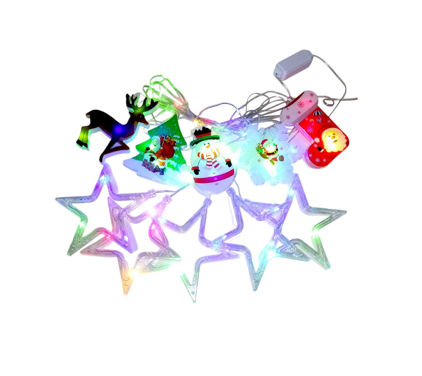 Luces cortina de navidad diseño estrellas - Tono multicolor
