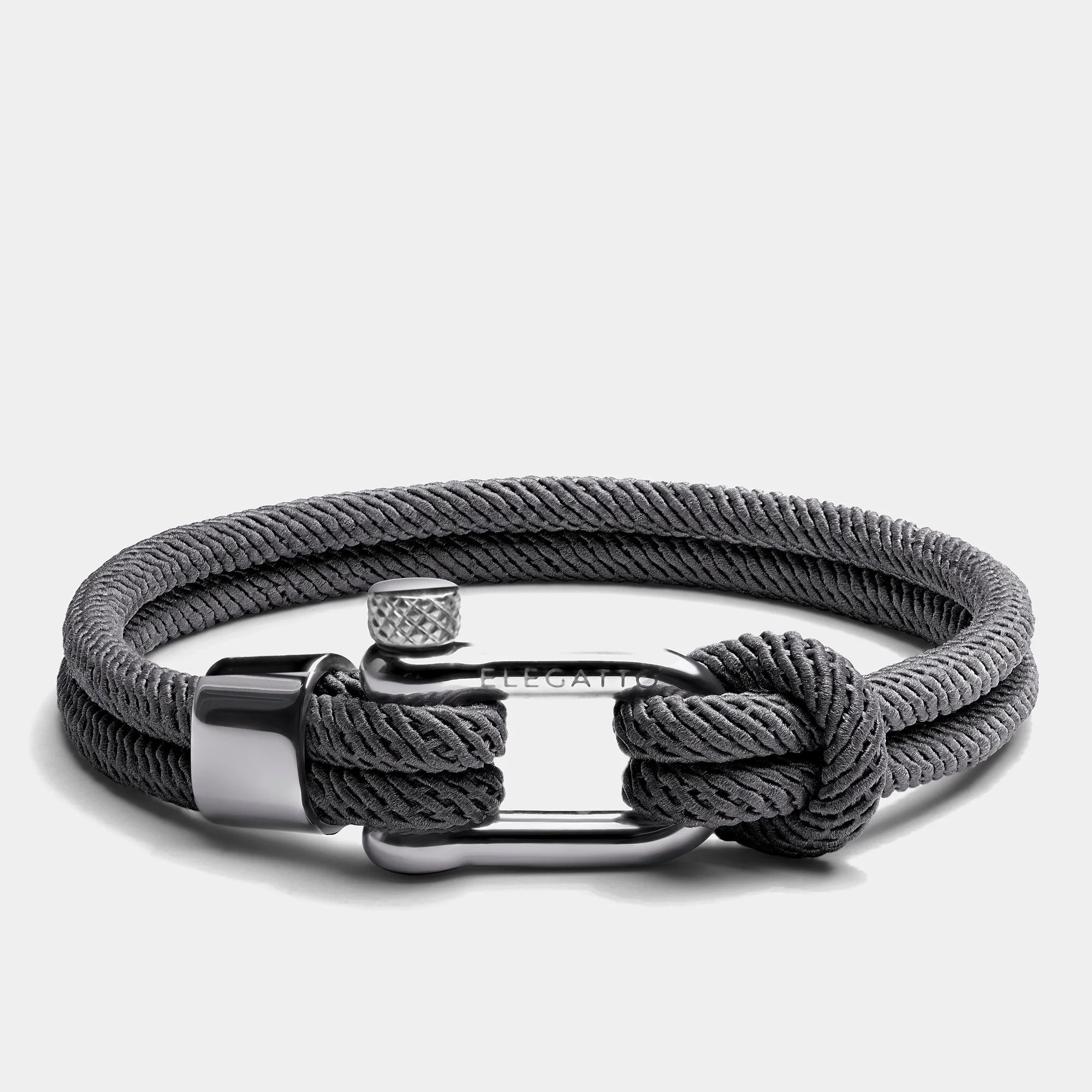 Pulsera Elegatto Alchor Platinum Nylon nautico