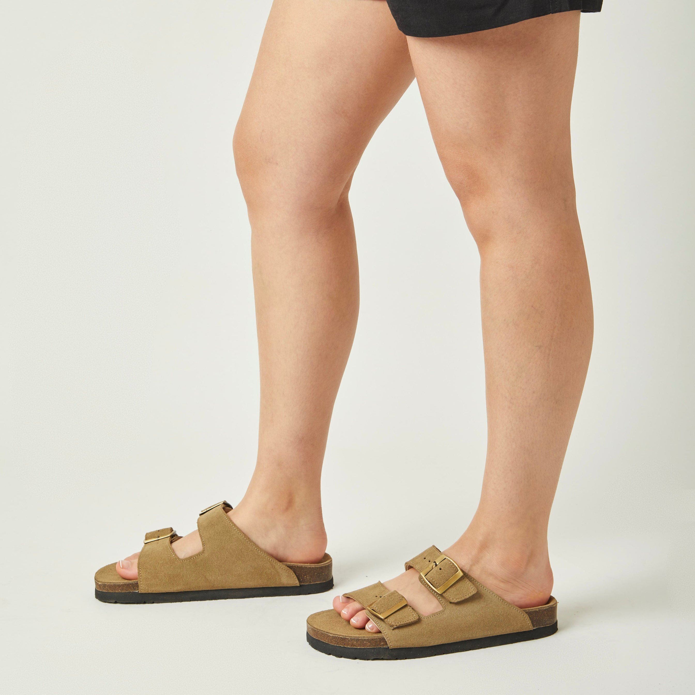 Sandalia Honey de cuero color Olive Green