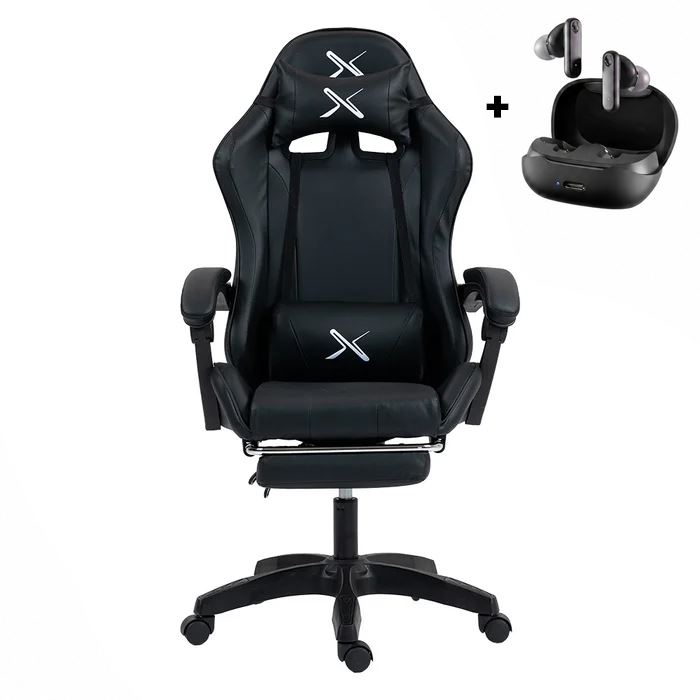 Silla Gamer Lyzor con posapiés SGBTWN135A Negra + Skullcandy Smokin Buds