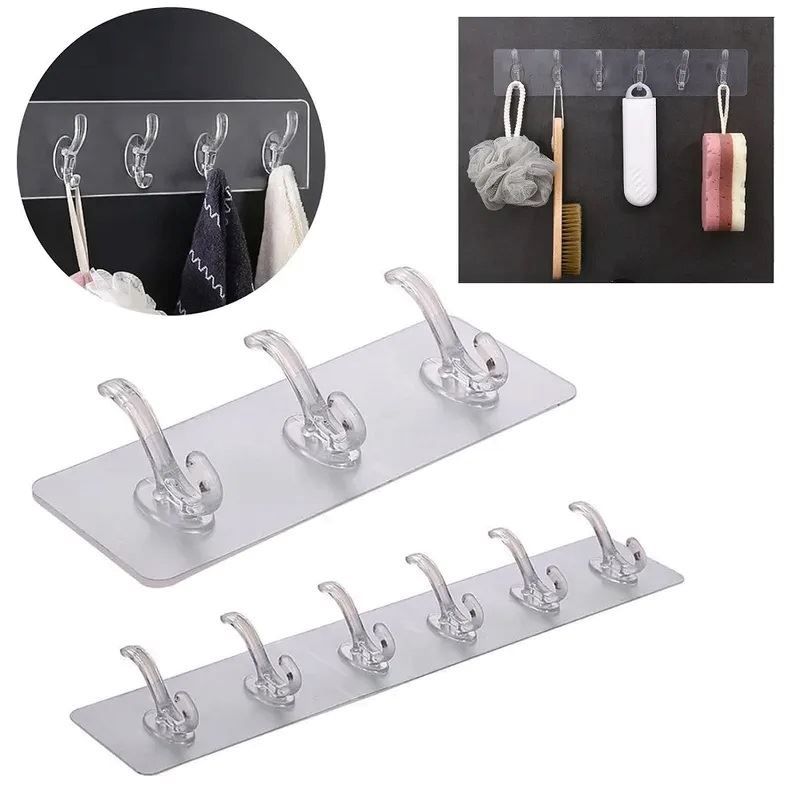 Perchero adhesivo colgador para pared 6 ganchos
