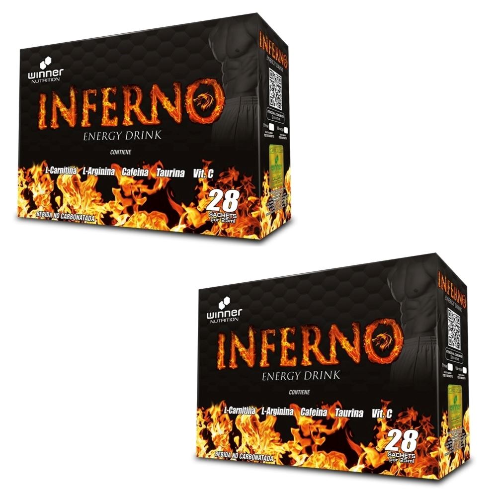 QUEMADOR 2 CAJAS INFERNO 28 SACHETS C/U FRESA WINNER NUTRITION