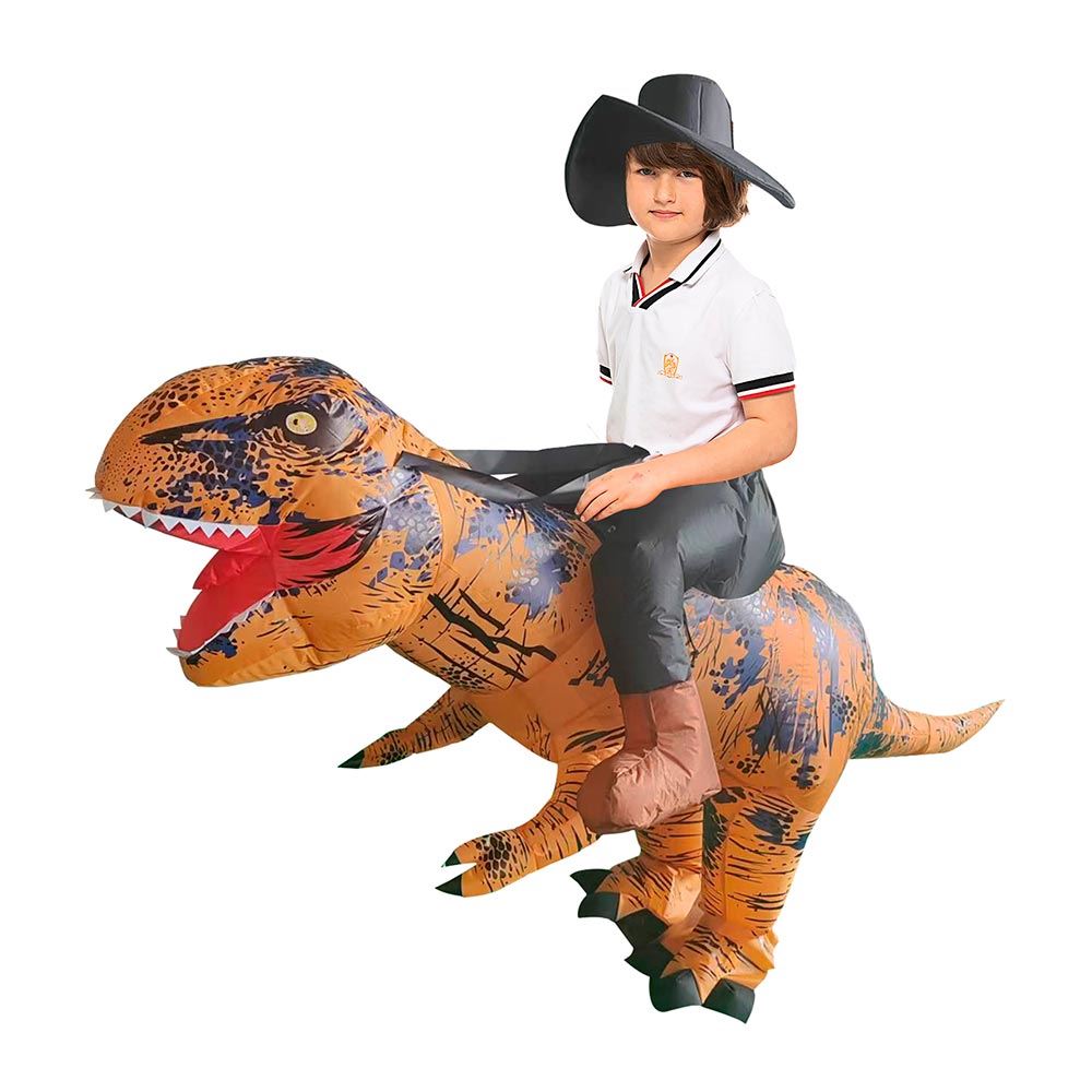 Disfraz Inflable de Dinosaurio Marrón Montable para Niño