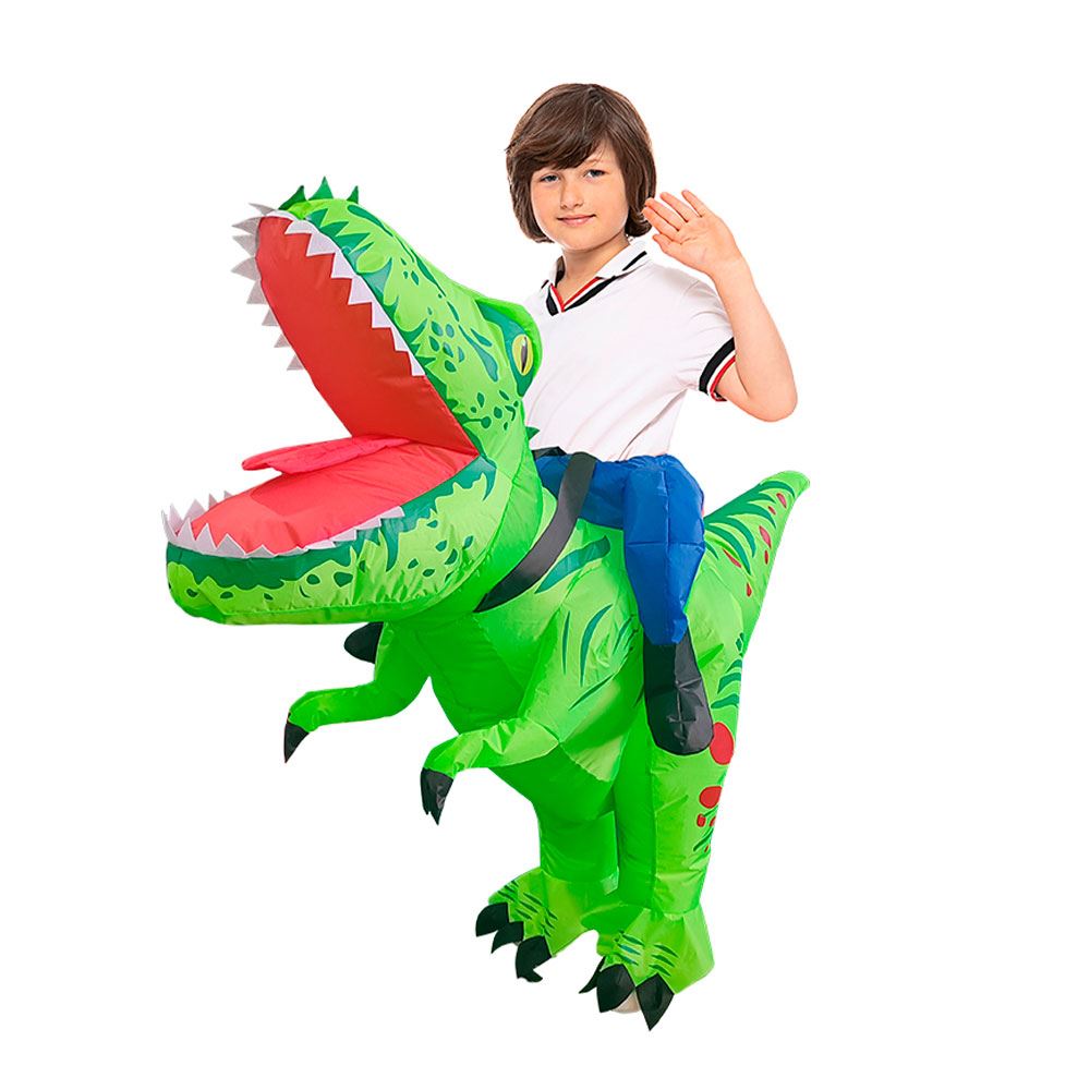 Disfraz Inflable de Dinosaurio Verde Montable para Niño
