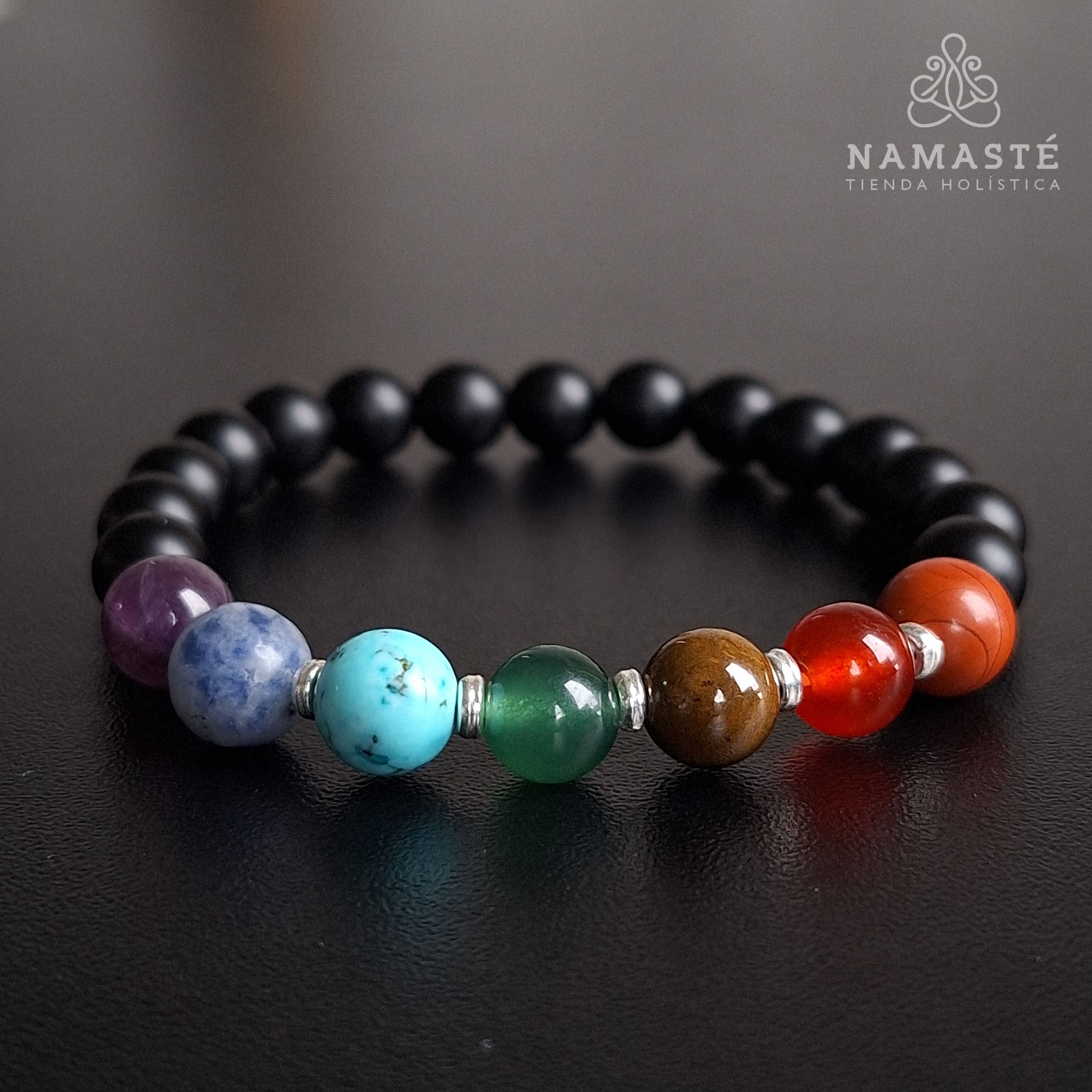 Pulsera 7 Chakras con Onix mate