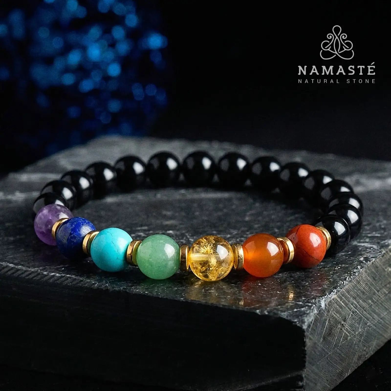 Pulsera 7 Chakras con Onix