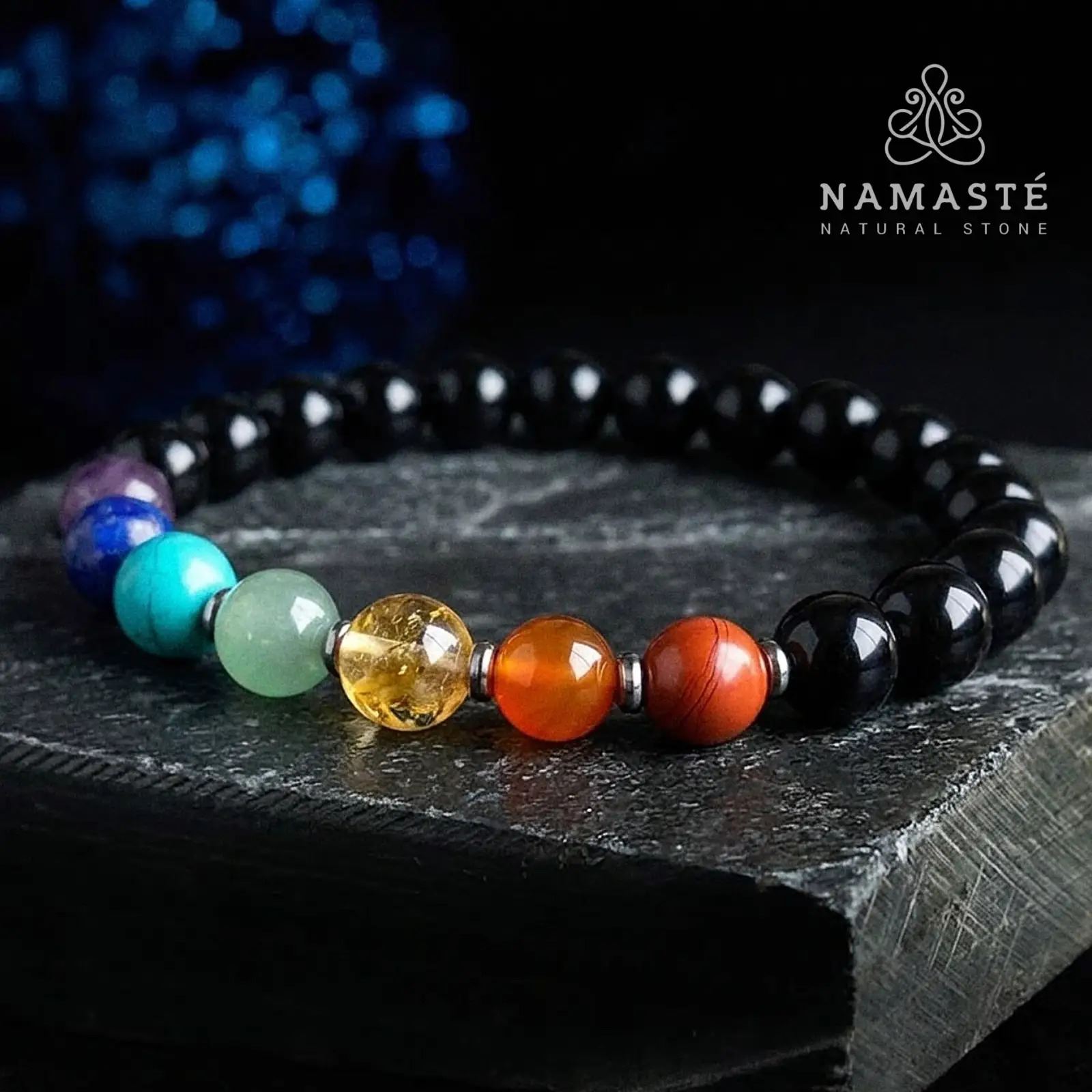 Pulsera 7 Chakras con Onix