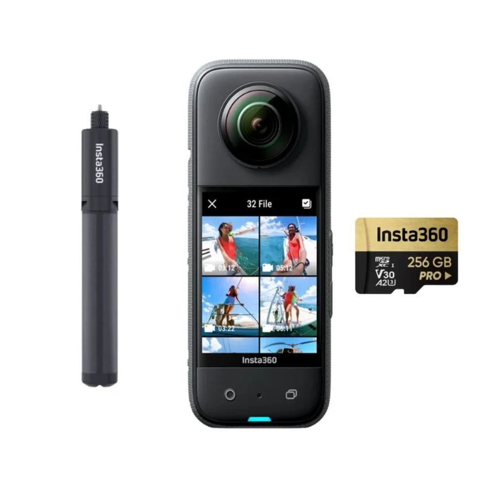 Insta360 X3 + Selfie Stick Tripode 105CM + Memoria 64GB Extreme Pro