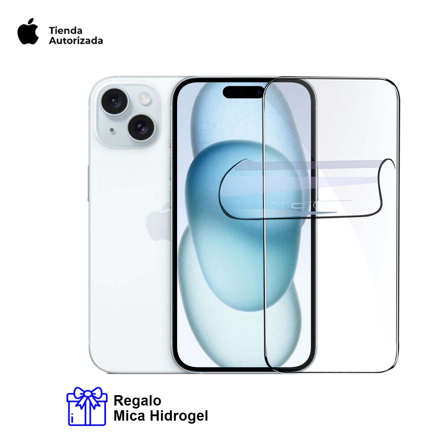 APPLE IPHONE 15 PLUS 128GB VERSION CHIP FISICO AZUL + MICA HIDROGEL
