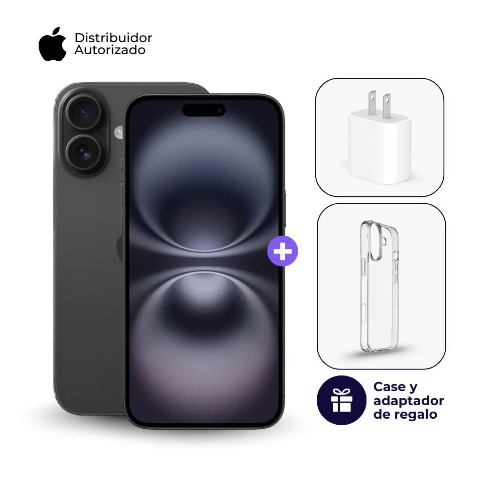 Apple iPhone 16 128GB Color Negro + Cargador Apple Tipo C de 20W