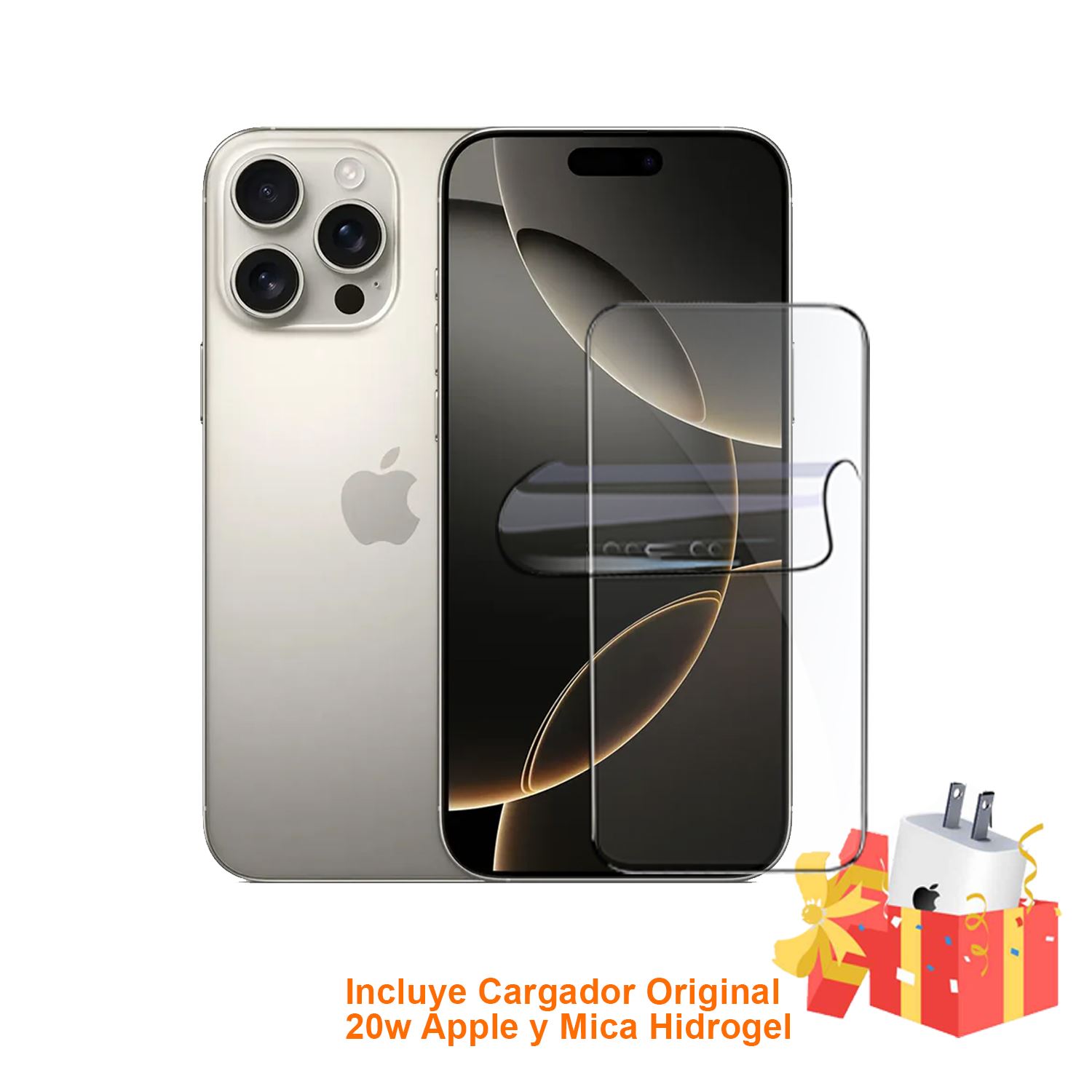 Apple Iphone 16 Pro 128Gb Esim Natural Titanium + Mica Hidrogel y Cargador 20w Original