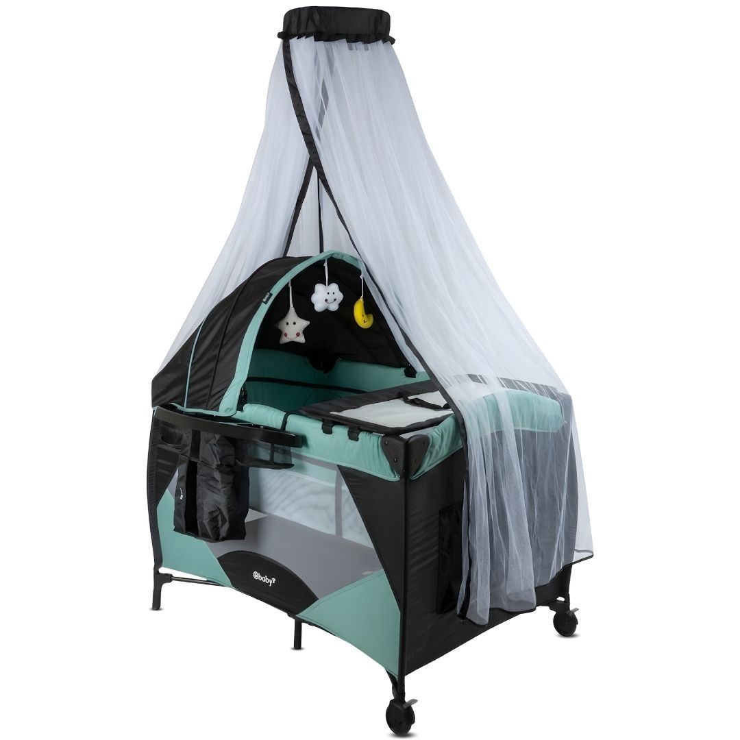 Cuna Corral de Lujo «IRIS» Light Green con Colchón