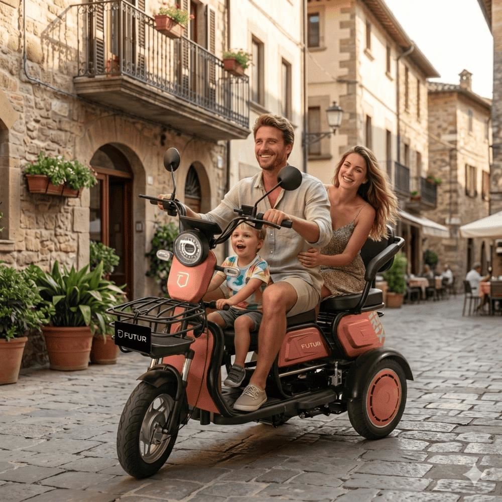 Trimoto Electrica Convertible Futur Irix Rosado Golden Motor 600w