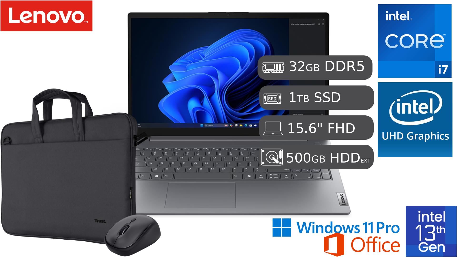 Laptop Nueva Lenovo V15 G4 IRL Intel Ci7 13va 32GB DDR5 1TB SSD+ 500GB HDD 15.6 FHD