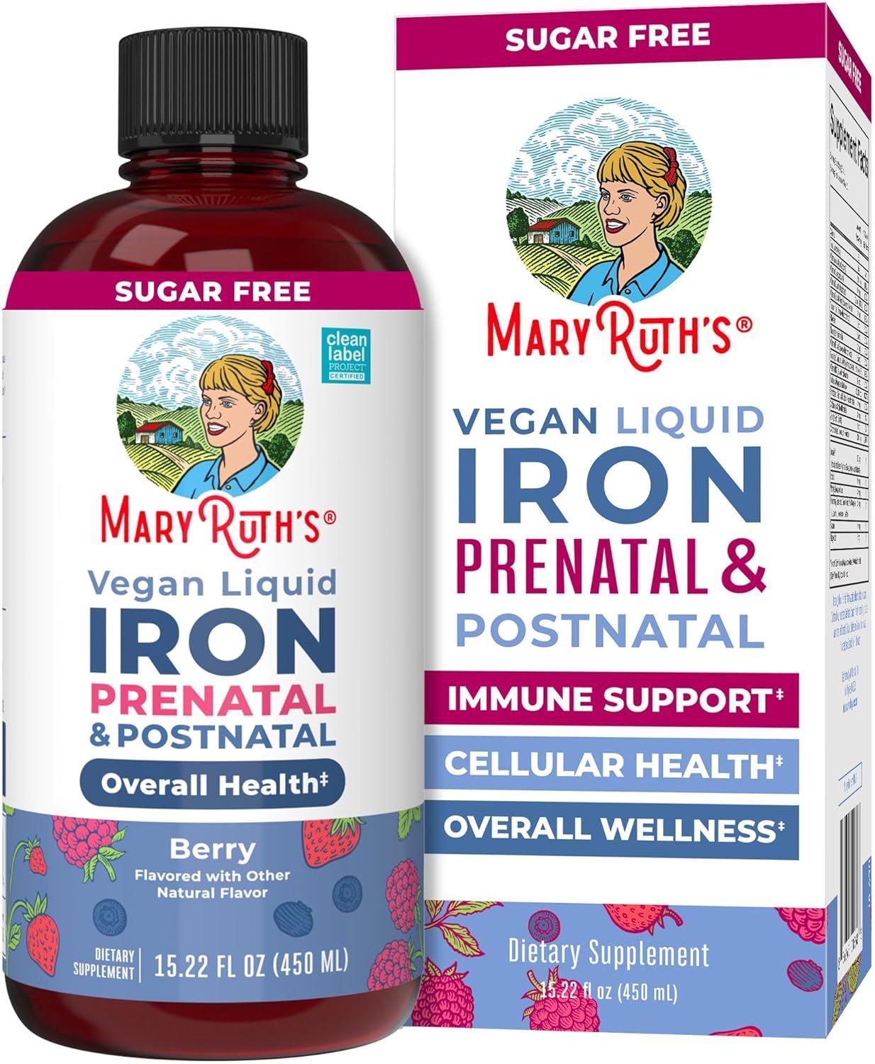 MaryRuth’s Vegan Liquid Iron Prenatal & Postnatal | Hierro Líquido Vegano | 450 ml