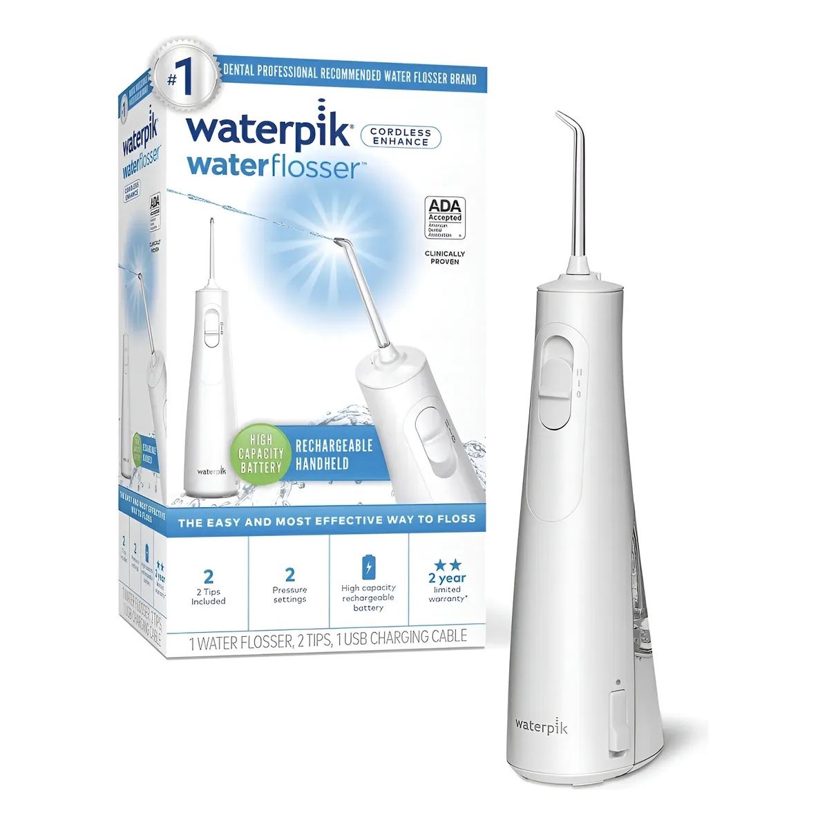 Irrigador Bucal Waterpik Basico Inalambrico 2 Boquilla 2 Nivel