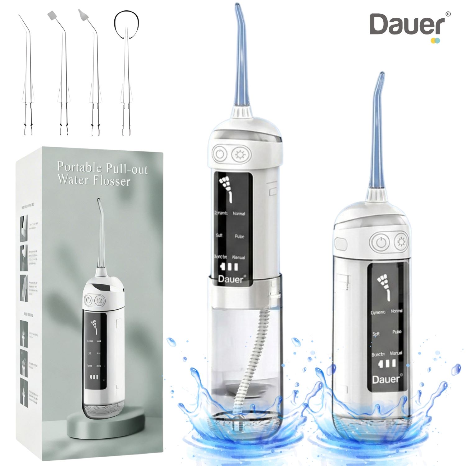 Irrigador Dental POCKET PRO Electrico Dauer Profesional 180ml de 6 Modos de trabajo y 4 Boquillas