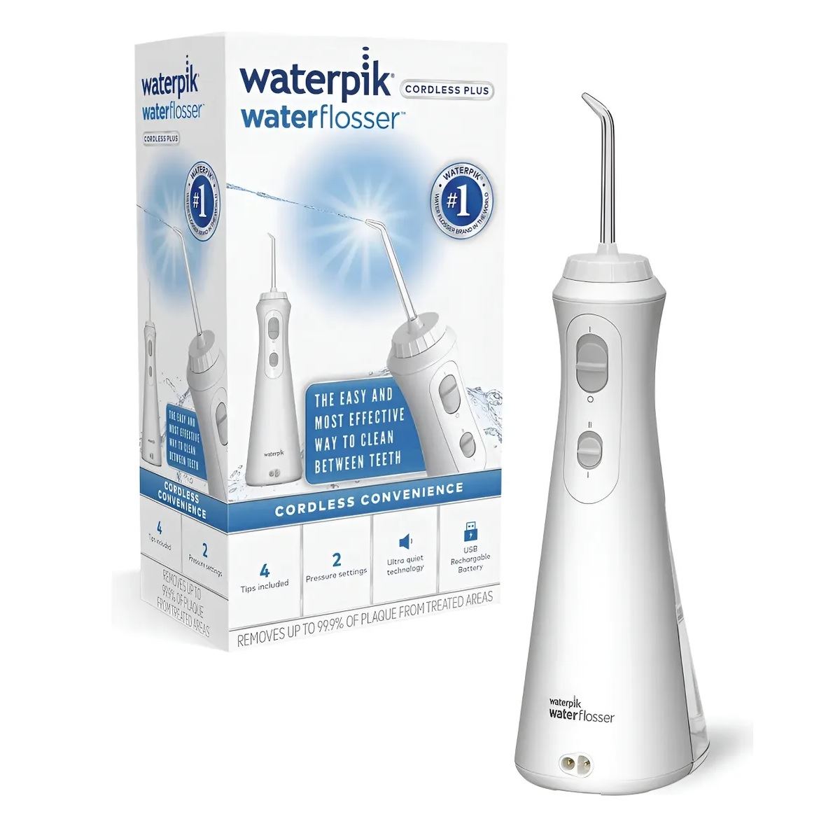 Irrigador Bucal Waterpik Plus Inalambrico 4 Boquillas 2 Nivel