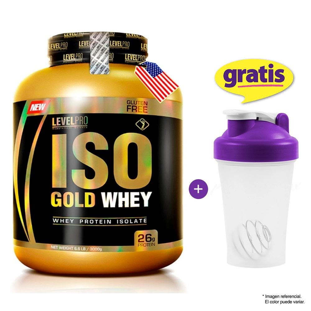 Proteína Level Pro Iso Gold Whey 3 kg Vainilla + Shaker