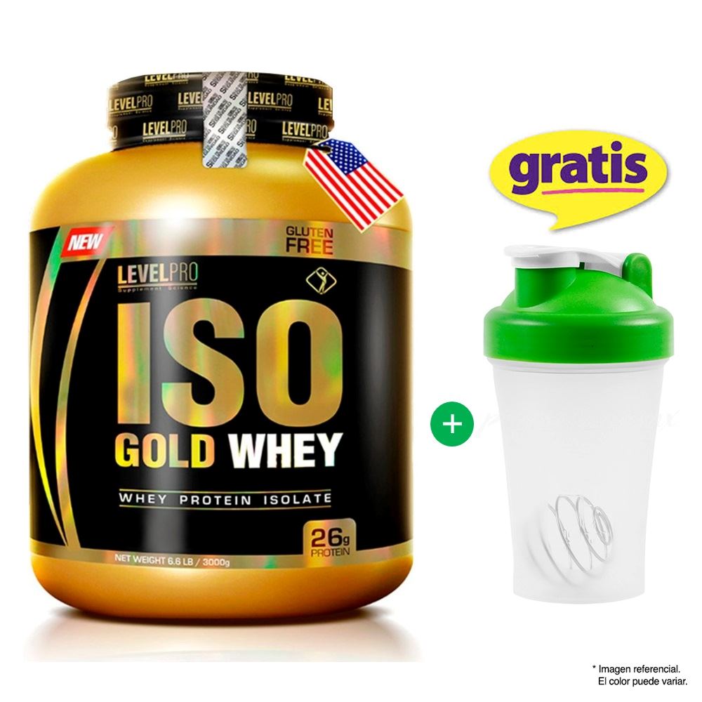 Proteína Level Pro Iso Gold Whey 3 kg Vainilla + Shaker