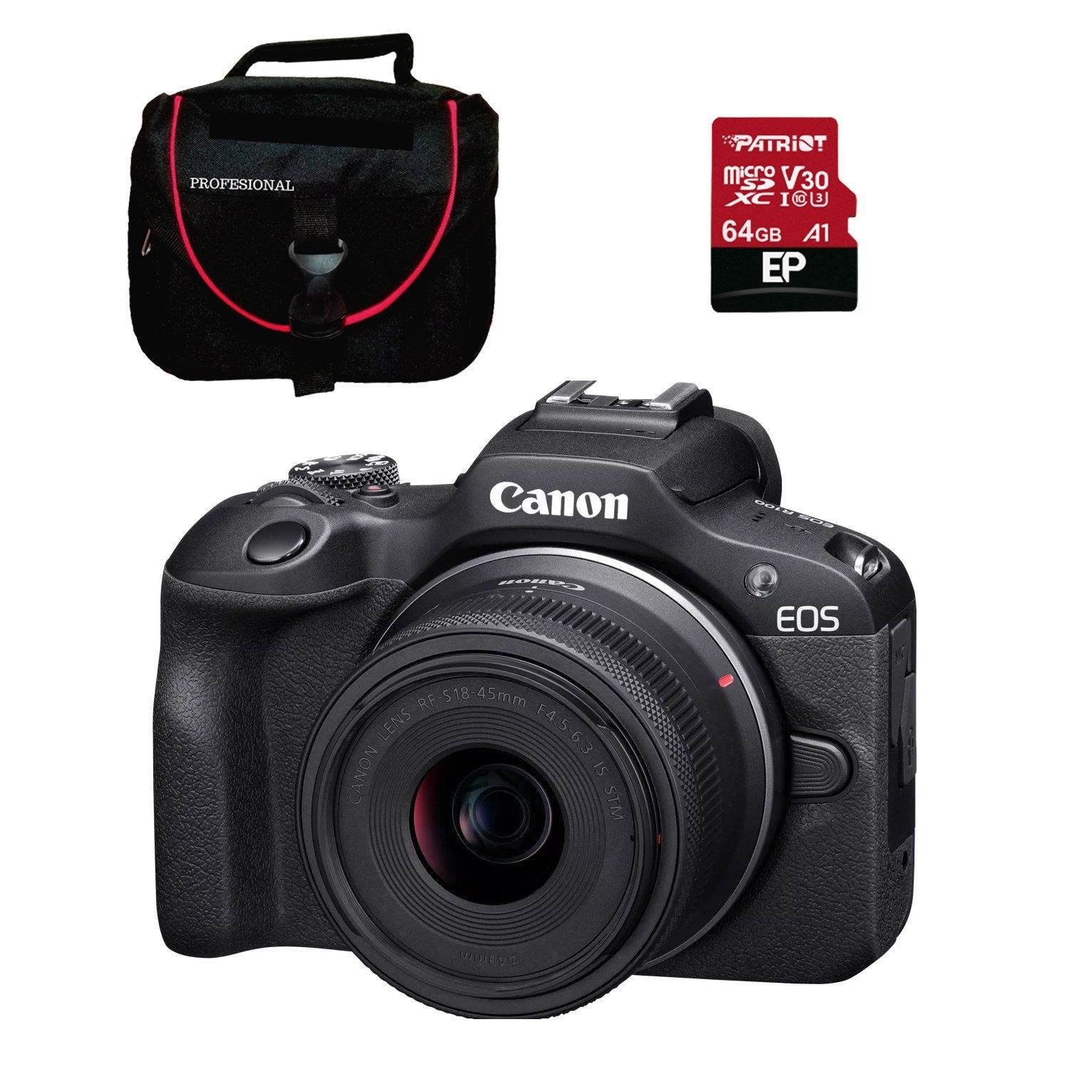 Cámara Canon Mirrorless EOS R100 4K Full HD (1920 x 1080) 24.1MP con Lente RF-S 18-45mm IS STM